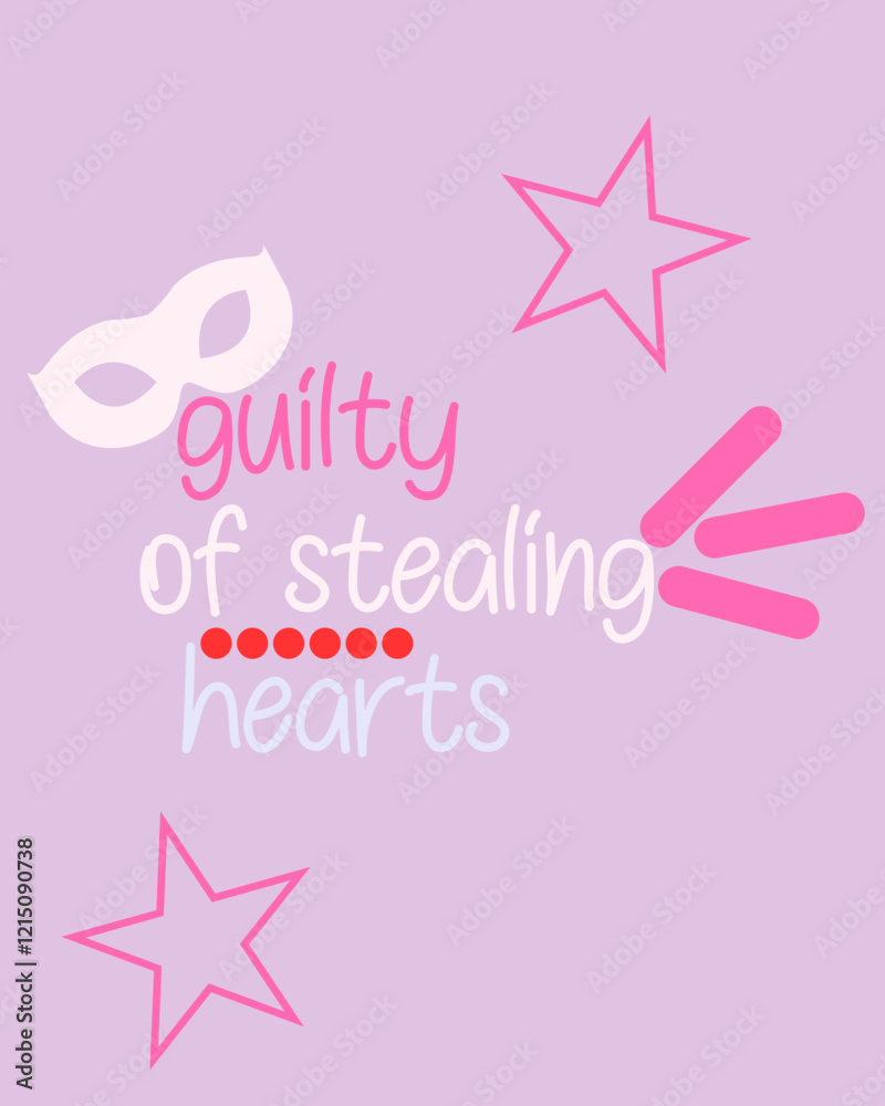 Fototapeta premium Feeling Guilty in Love: Guilty Valentine T-Shirt Playfully embrace the cheeky side of romance with bold, witty designs perfect for Valentine's Day. A fun, quirky way to express love and mischief!