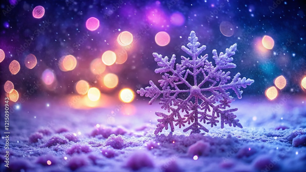 Fototapeta premium Magical Purple Winter Wonderland: Gradient Paper Background with Snowflake Border