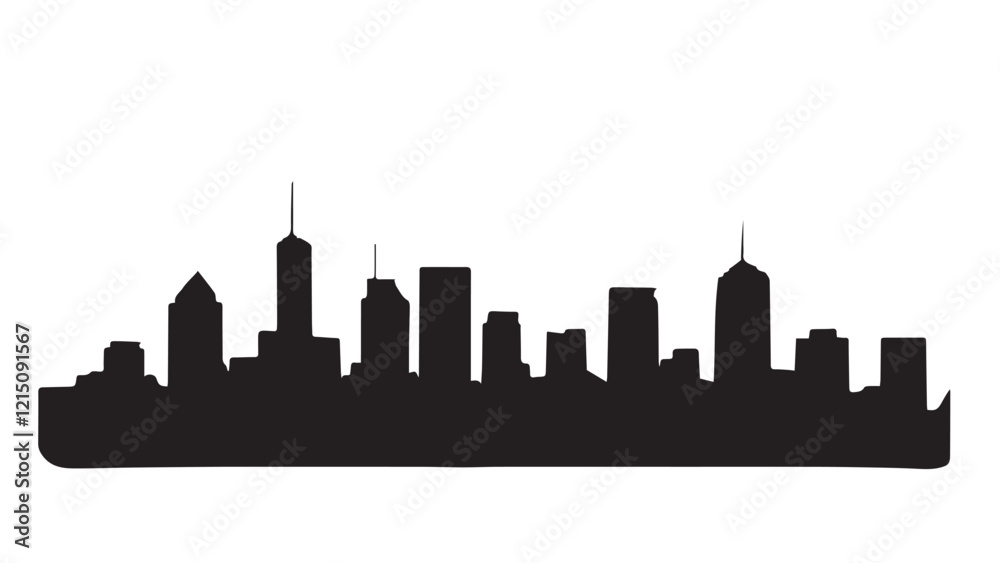 Naklejka premium Black and white cityscape. Black cities silhouette collection. Horizontal skyline set in flat style isolated on white. vector city silhouette. 