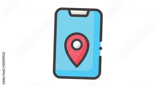 Animated Location Phone Icon Colored line, 4K Illustration animated icon on Transparent background alpha channel