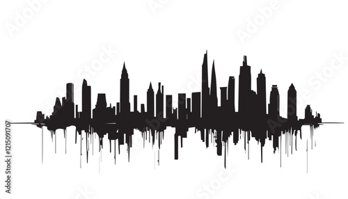 Black and white cityscape. Black cities silhouette collection. Horizontal skyline set in flat style isolated on white. vector city silhouette. 