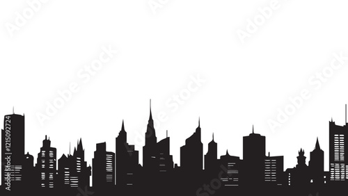 Black and white cityscape. Black cities silhouette collection. Horizontal skyline set in flat style isolated on white. vector city silhouette. 
