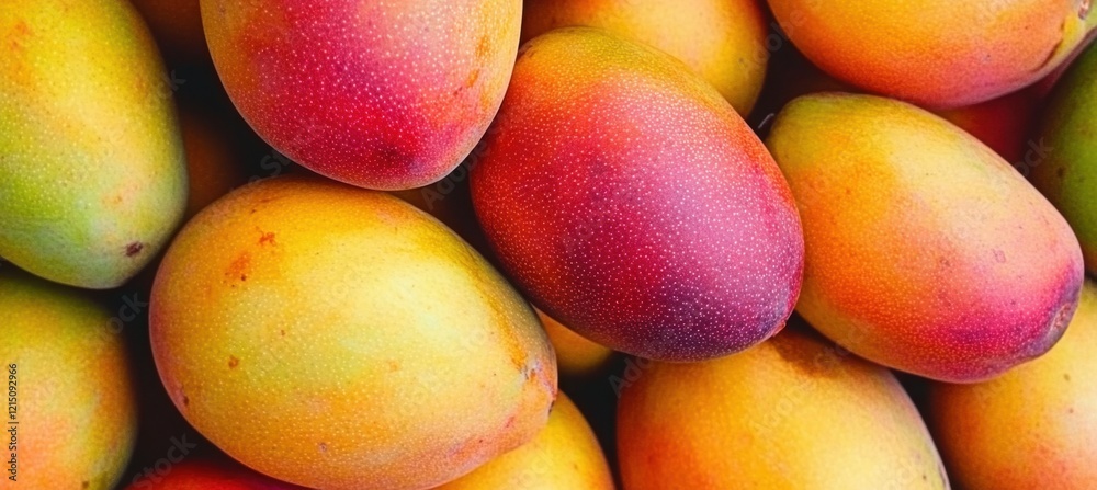 Fresh and Juicy Mangoes Piled Together for Sale at Market Fresh and Juicy Mangoes Piled Together for Sale at Market