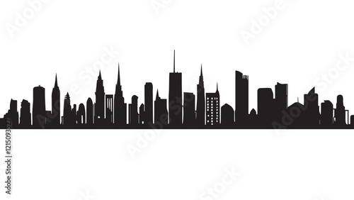 Black and white cityscape. Black cities silhouette collection. Horizontal skyline set in flat style isolated on white. vector city silhouette. 