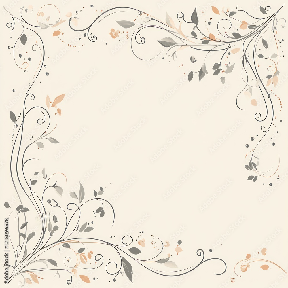 Elegant Floral Frame Design With Swirls And Leaves Elegant Floral Frame Design With Swirls And Leaves
