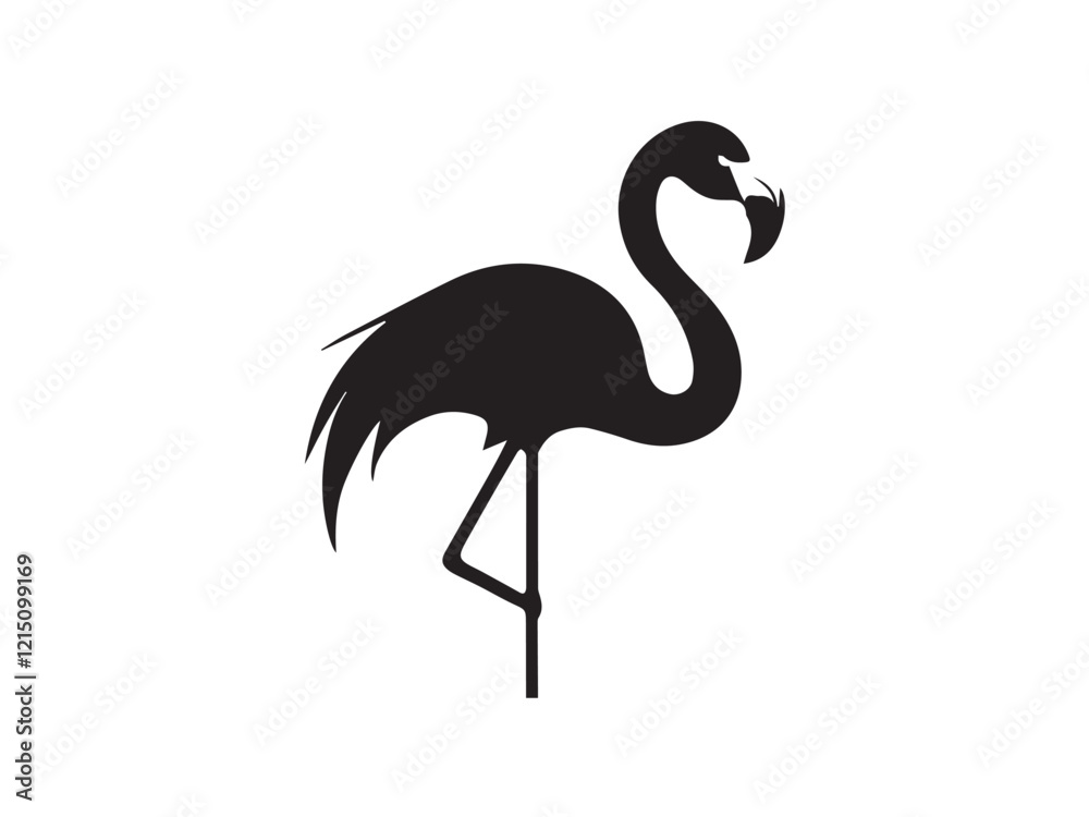 Fototapeta premium Flamingo silhouette isolated on white background. Flamingo Bird Logo. Flamingo icon - vector illustration. 