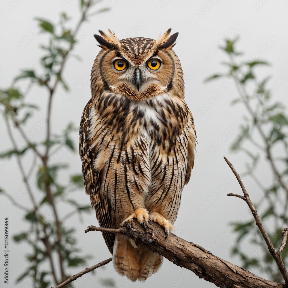 Obraz premium An owl with glasses and a small book in its talons, giving off a scholarly vibe on a plain white backdrop.