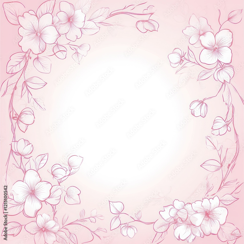 Delicate Pink Floral Frame Design Featuring Blossoms Delicate Pink Floral Frame Design Featuring Blossoms