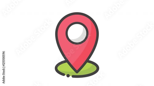 Animated Pin Maps Icon Colored line, 4K Illustration animated icon on Transparent background alpha channel