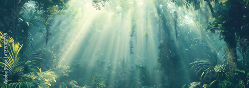 sun rays in the forest