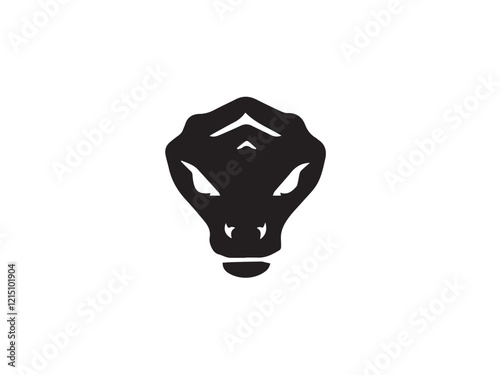 Black Snake head Silhouette. Snake icon. Snake head logo. Black snake head silhouette isolated on white background. Vector snake head design. 