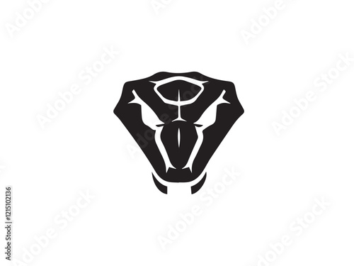 Black Snake head Silhouette. Snake icon. Snake head logo. Black snake head silhouette isolated on white background. Vector snake head design. 