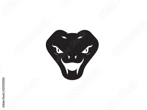 Black Snake head Silhouette. Snake icon. Snake head logo. Black snake head silhouette isolated on white background. Vector snake head design. 