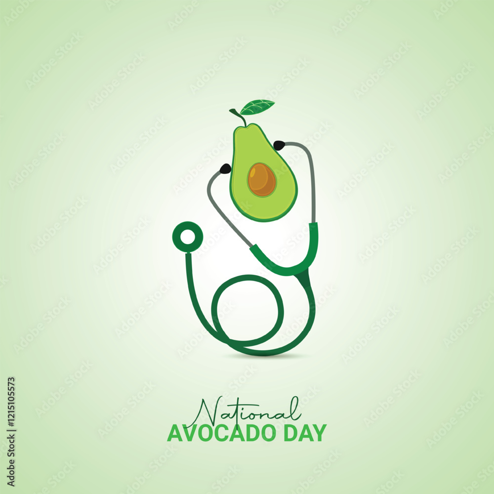 Obraz premium national Avocado Day creative ads design. Avocado vegetable icon isolated on a green background.