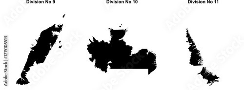 Division No 9, Division No 10, Division No 11 outline maps photo