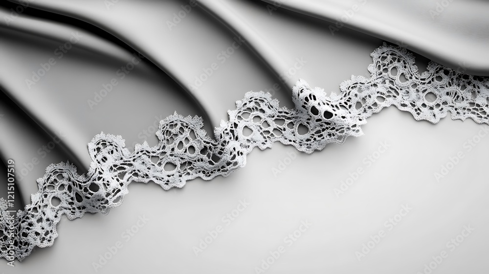 Obraz premium Grey Fabric Draped with White Lace Detailing