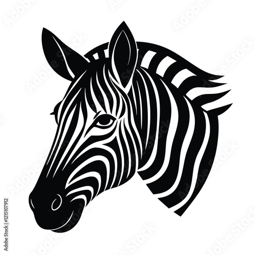 Zebra Head Silhouette Vector Art Illustration and Black Color Design