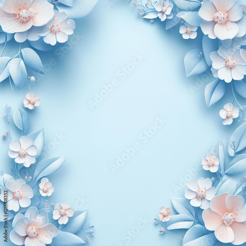 Delicate Blue and White Floral Frame Design