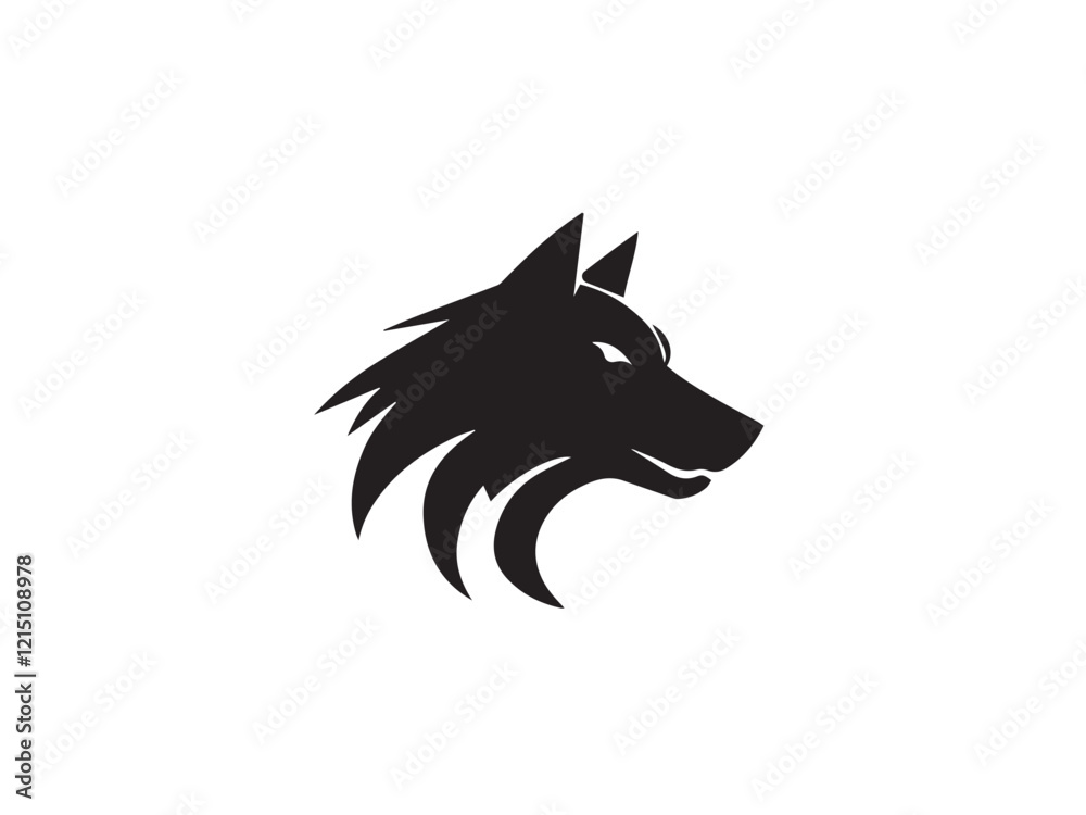 Naklejka premium Wolf vector logo. Black wolf head silhouette. Wolf head logo design. Wolf Head vector silhouette logo style art design illustration. 