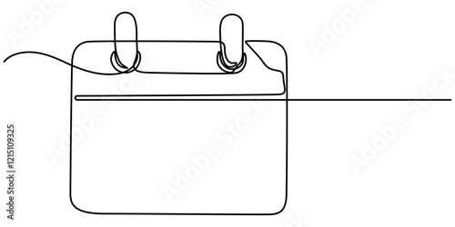 Continuous Line Drawing of Schdule Icon. Hand Drawn Symbol Vector Illustration, Loose-leaf calendar year in one continuous line drawing. Symbol of memorable date and event day in simple linear style. 
