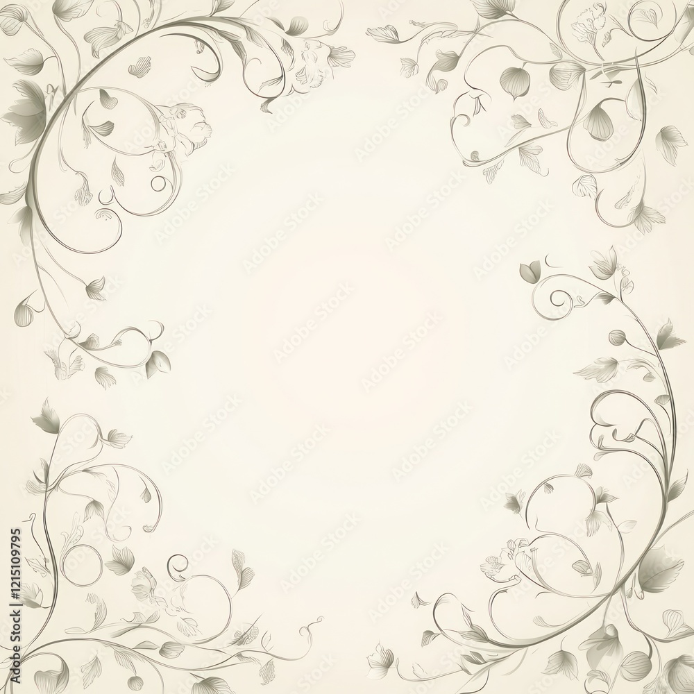 Elegant Floral Frame Design With Delicate Swirls and Flowers Elegant Floral Frame Design With Delicate Swirls and Flowers