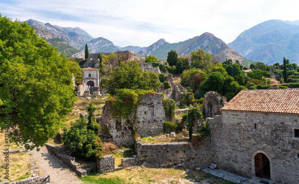 ruins of Old town of Stari Bar in Montenegro