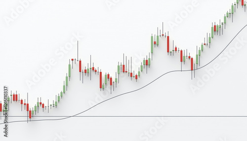 Minimalist candlestick chart featuring clean lines and simple price levels against a plain white background