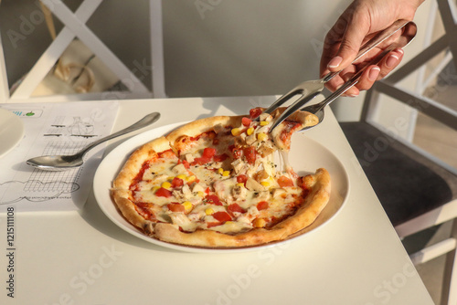 close up of pizza. Food photography 