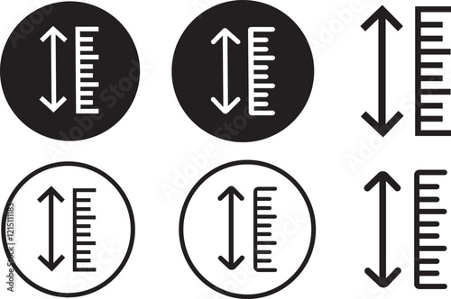 set of adjustable height icon. adjust length symbol. size adjustment arrow sign,  information sign.