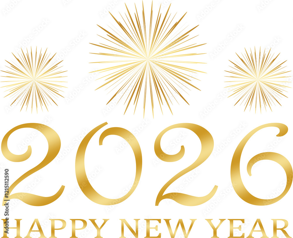 happy new year 2026 - golden design, golden fireworks