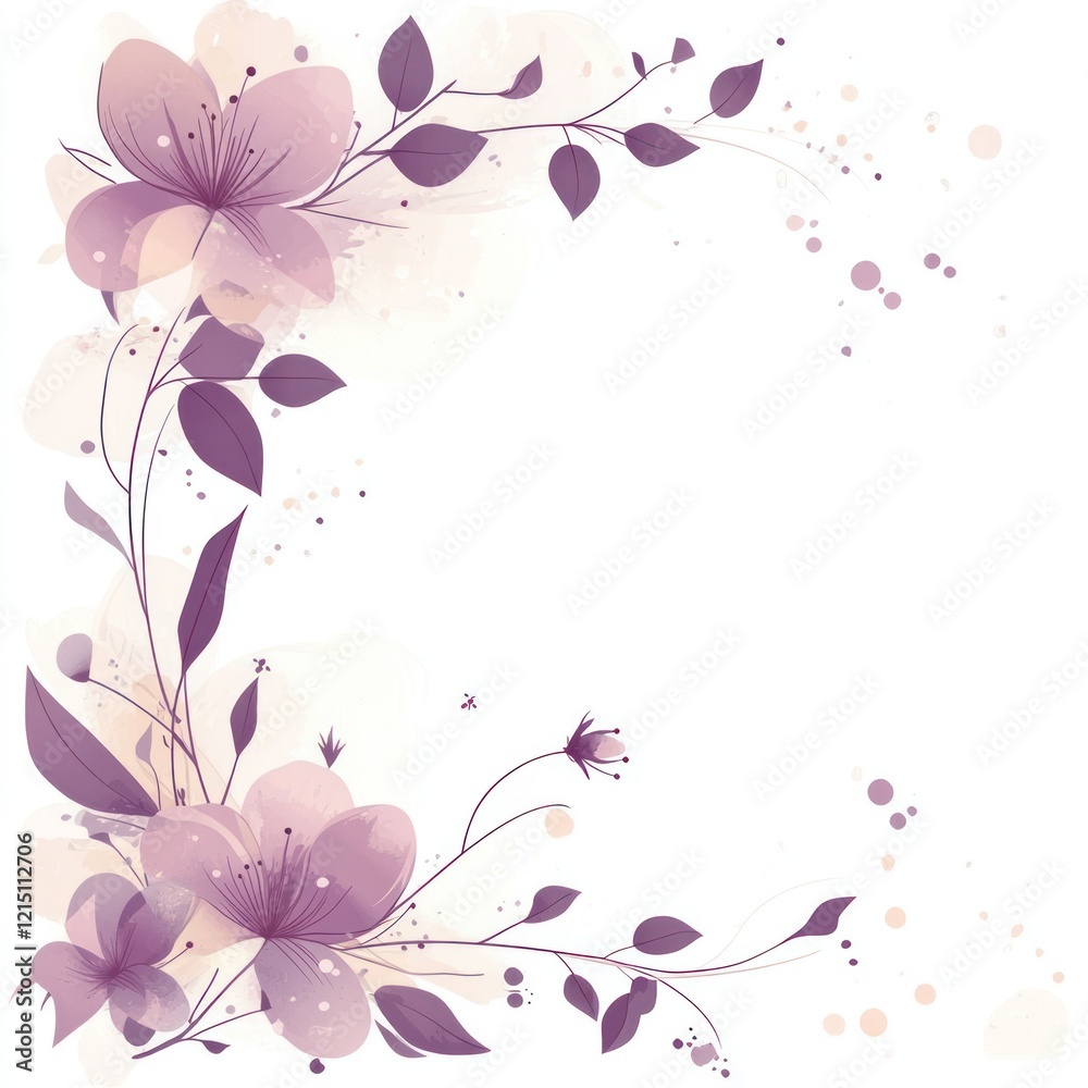 Delicate Watercolor Flowers and Leaves Frame Design Delicate Watercolor Flowers and Leaves Frame Design