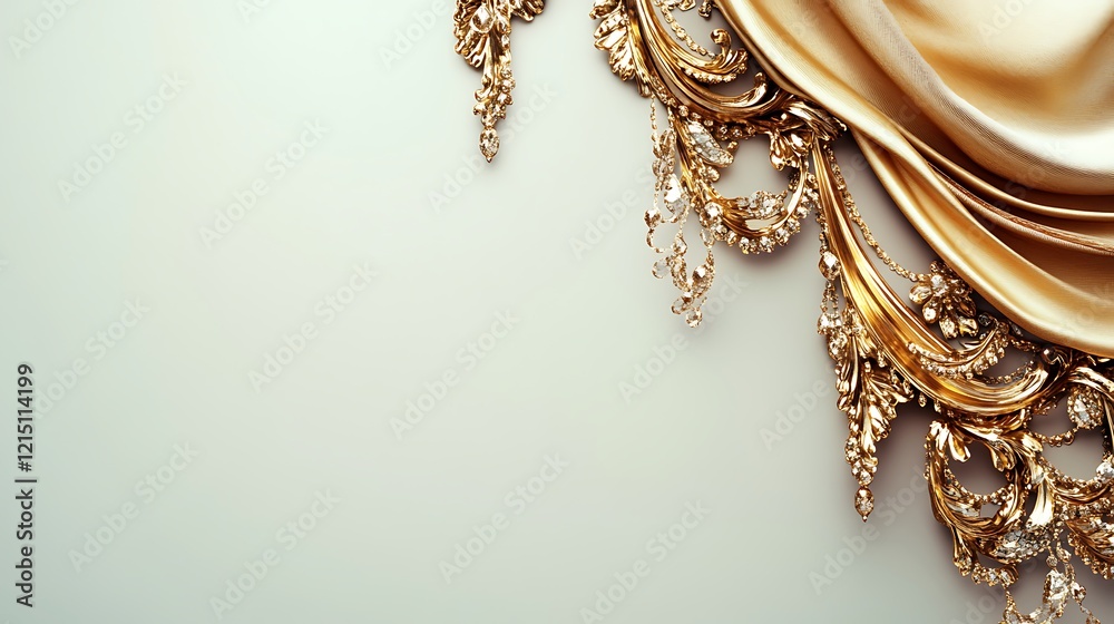 Obraz premium Gold Fabric Draped with Ornate Gilded Accents