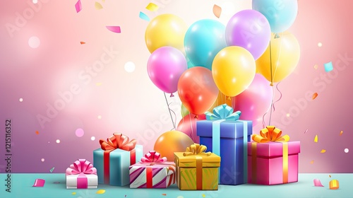 Bright Birthday Decorations with Gorgeous Gift Displays