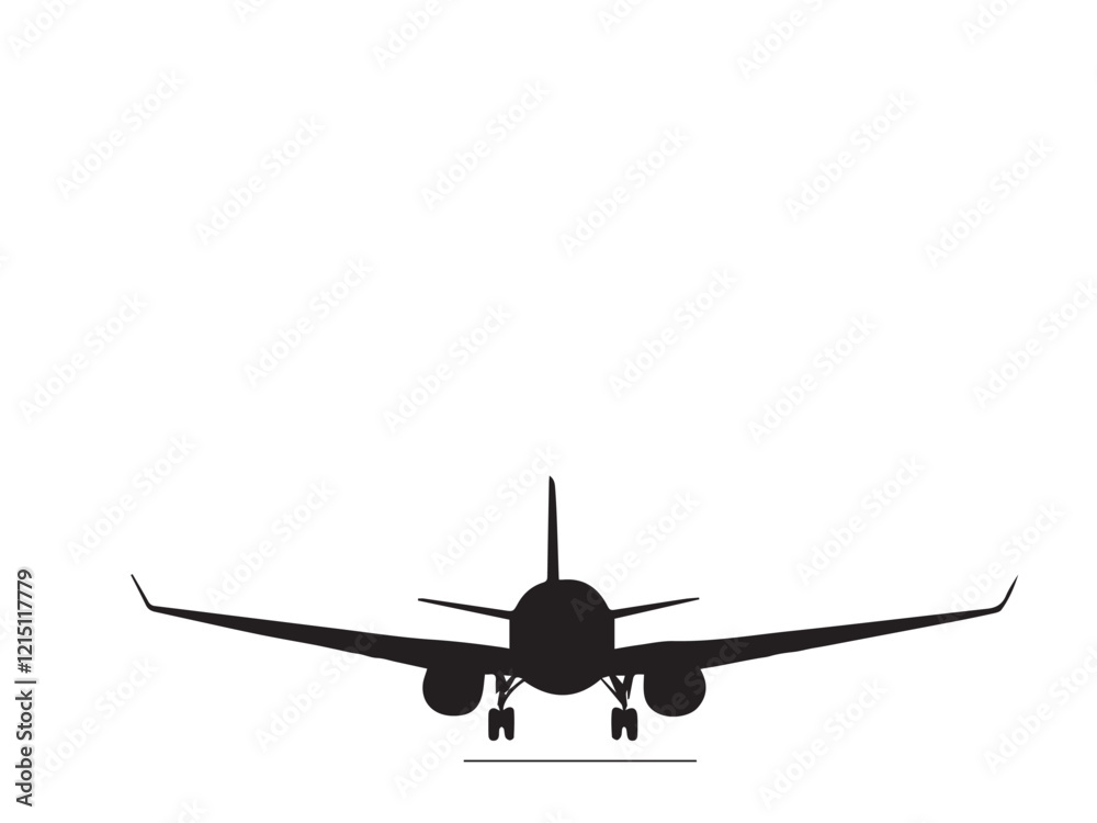 Black plane silhouette isolated on white background. A plane silhouette vector icon logo illustration on white background. Black plane silhouette isolated on white background. A plane silhouette vector icon logo illustration on white background.