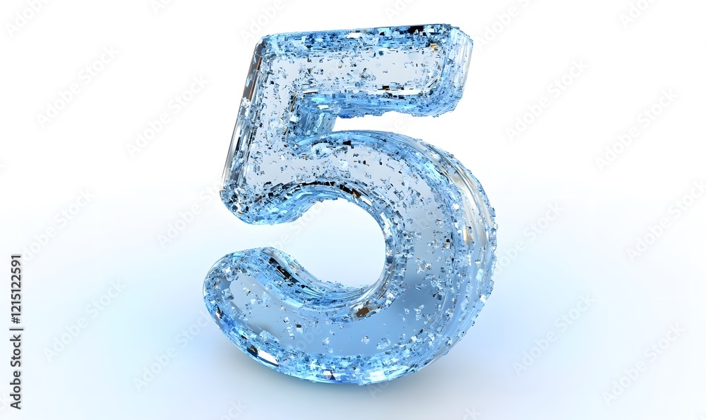 Ice Water Number Five, White Background, 3D Render, Website Design Ice Water Number Five, White Background, 3D Render, Website Design