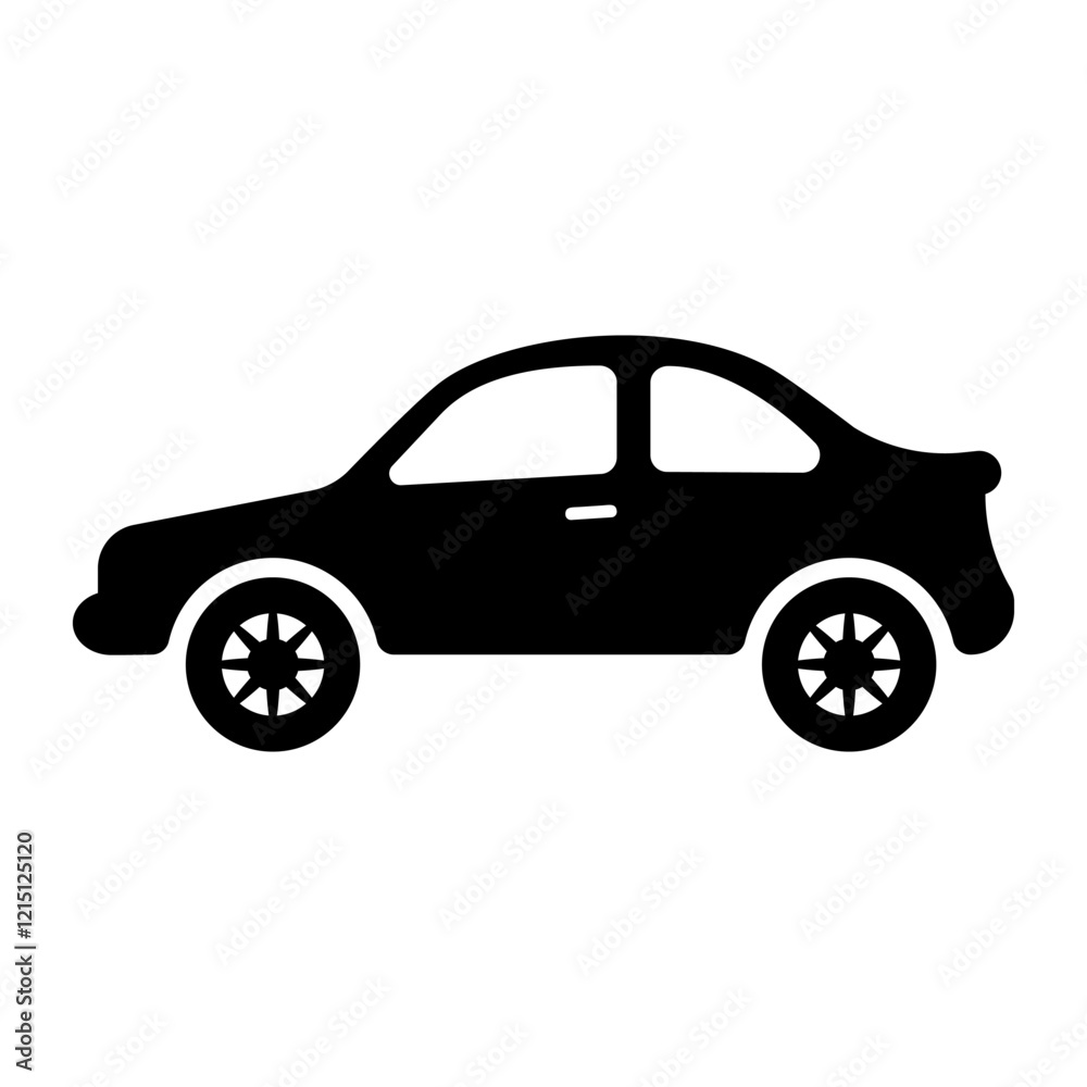 Simple black car icon. Side view two-door car isolated on a white background. Simple black car icon. Side view two-door car isolated on a white background.