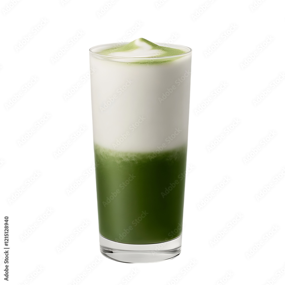 Layered Matcha Latte: Creamy Green Tea Beverage Layered Matcha Latte: Creamy Green Tea Beverage