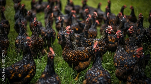 Wallpaper Mural hen and chicks in the grass on the farm. Selective focus Torontodigital.ca
