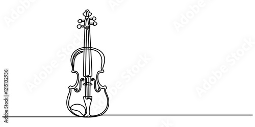 Violin Continuous Line Illustration, violin continuous line art drawing, Hand-drawn violin one-line art drawing. Violin continuous outline vector, A continuous line drawing of a violin. Abstract pro. 