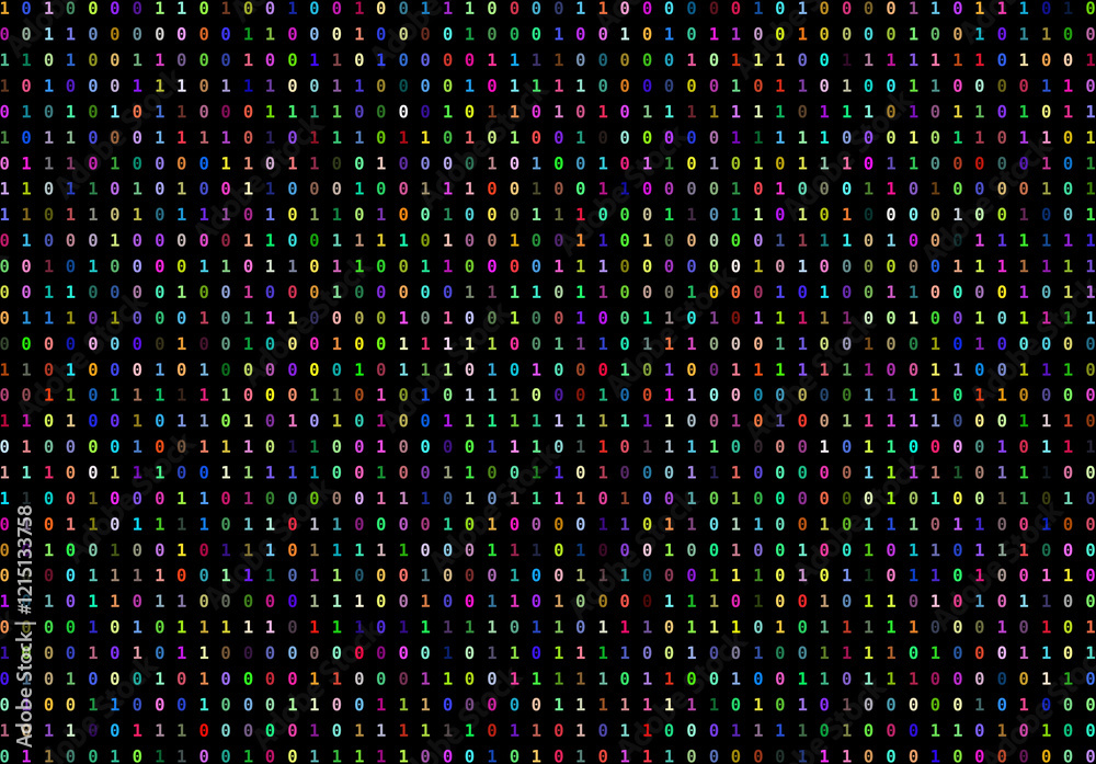 Obraz premium many zeros and ones of binary code on a black background, perfect for the concept of cryptography, cybersecurity