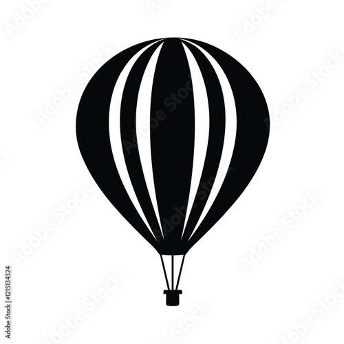 Air balloon silhouette icon Vector Illustration. Air transport for travel. Isolated on white. 