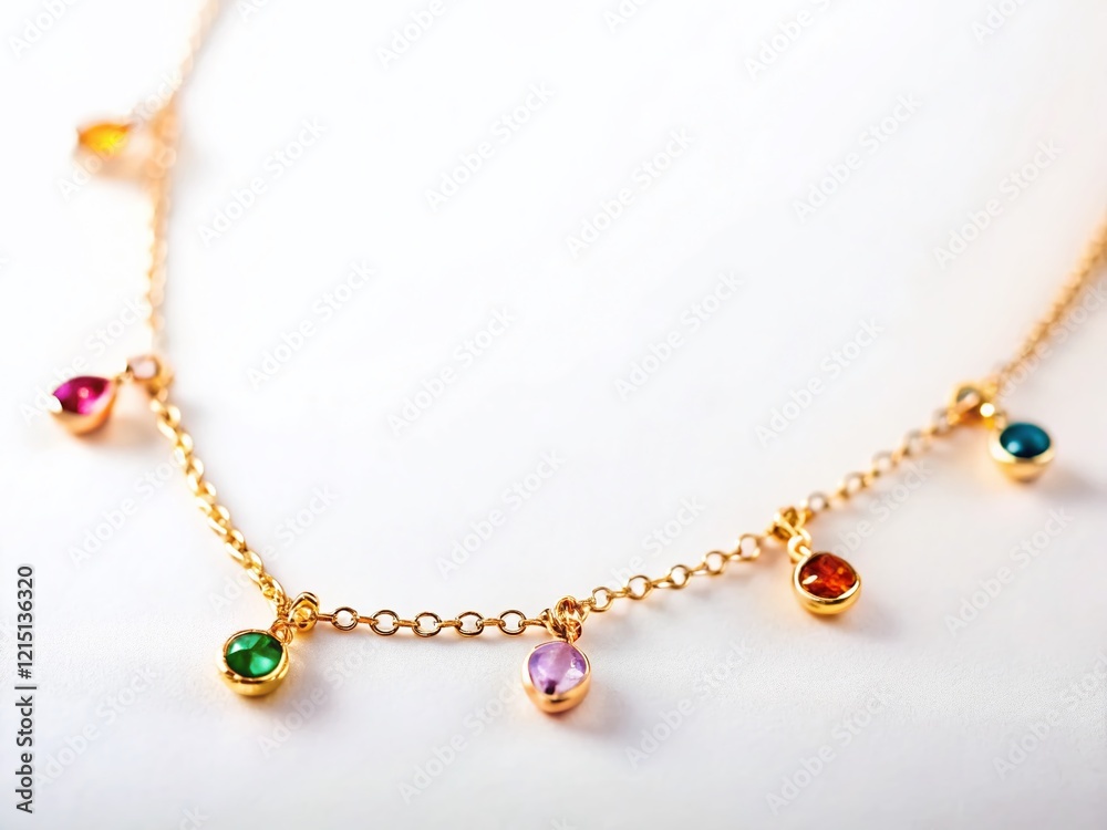 Minimalist Gold Chain Necklace Jewelry on White Background Minimalist Gold Chain Necklace Jewelry on White Background