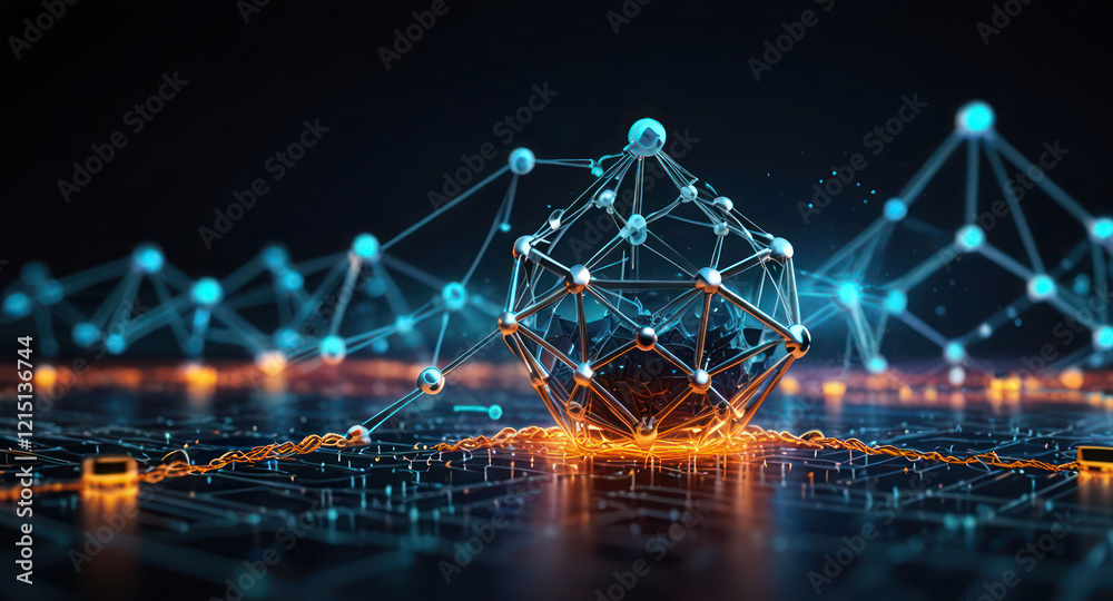 Obraz premium Blockchain Technology Concept, Revolutionizing Industries, Exploring the Boundless Potential of Blockchain Technology for Secure, Decentralized Transactions and Immutable Digital Data Management