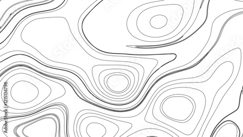 Topographic map contours in hilly or mountainous terrain, similar cartography illustration. Topography and geography map grid abstract backdrop.