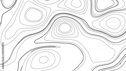 Topographic map contours in hilly or mountainous terrain, similar cartography illustration. Topography and geography map grid abstract backdrop.