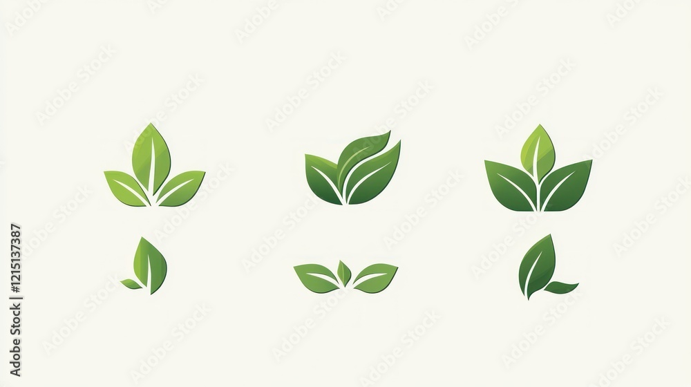 Green leaf logo variations; nature, eco, design Green leaf logo variations; nature, eco, design