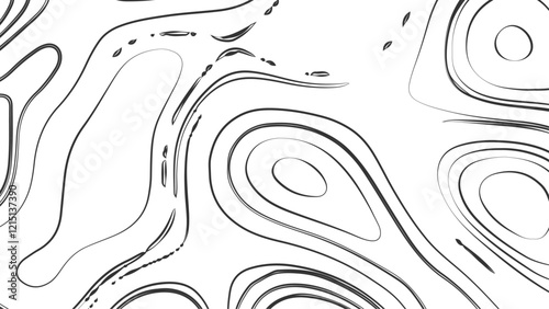 Topographic map contours in hilly or mountainous terrain, similar cartography illustration. Topography and geography map grid abstract backdrop.