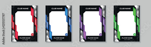 Trading card template design for sports, picture frame for player performance, photo frame or border collection for hockey, basketball and football player, sports flyer design, template eps 10.
