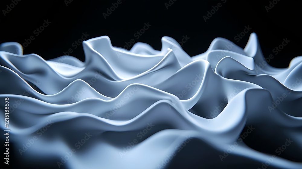 Fototapeta premium White Curved Fabric Waves Abstract Texture on Dark Background