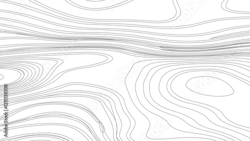Topographic map contours in hilly or mountainous terrain, similar cartography illustration. Topography and geography map grid abstract backdrop.